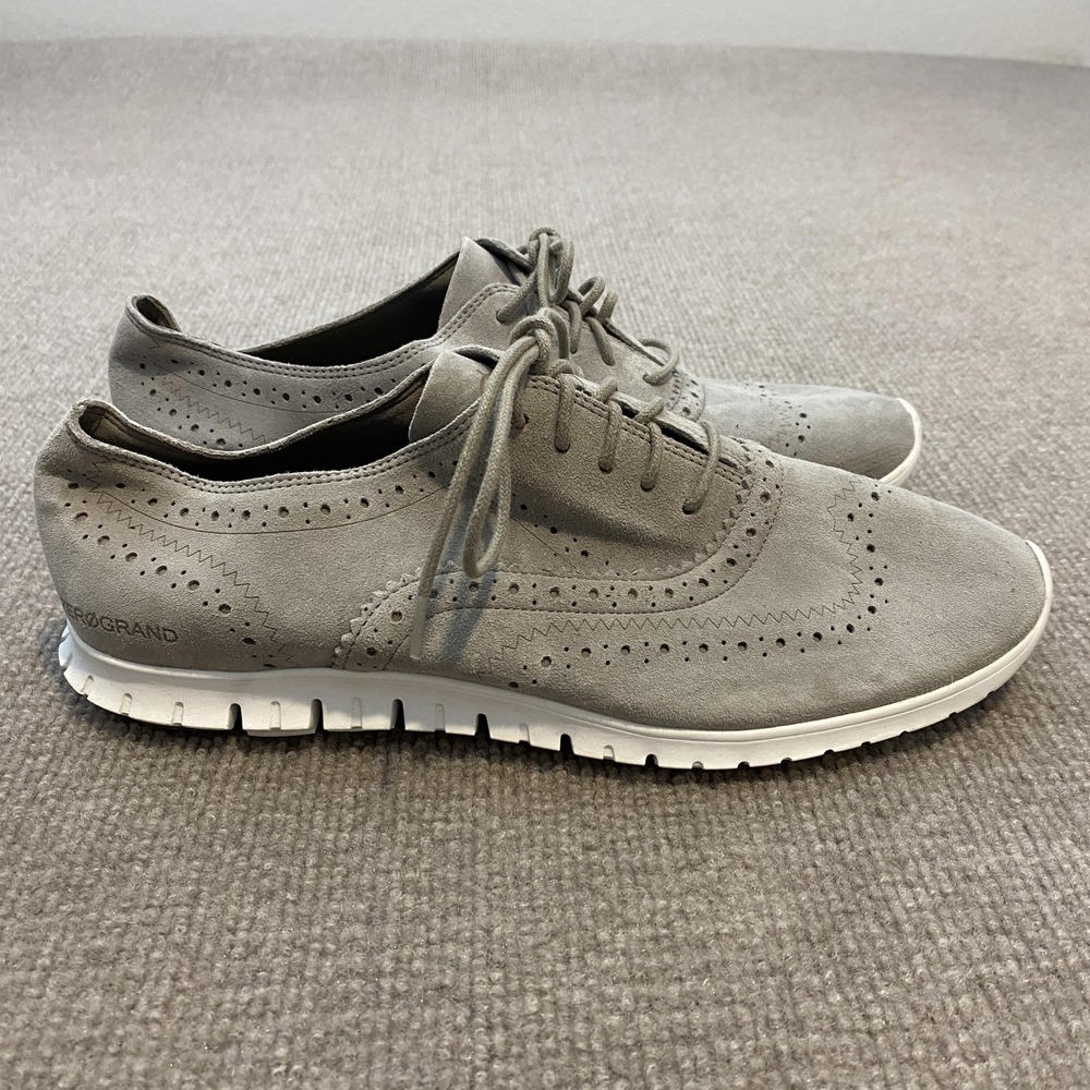 Cole Haan Zerogrand Shoes Womens Size 9.5 Gray Suede Oxford Wingtip W14477